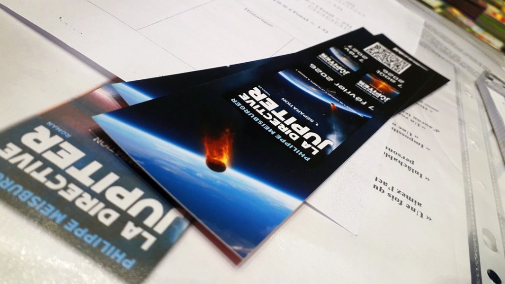 Le marque-page de "La directive Jupiter" à l'espace culturel du Leclerc d'Altkirch, 28 mars 2026