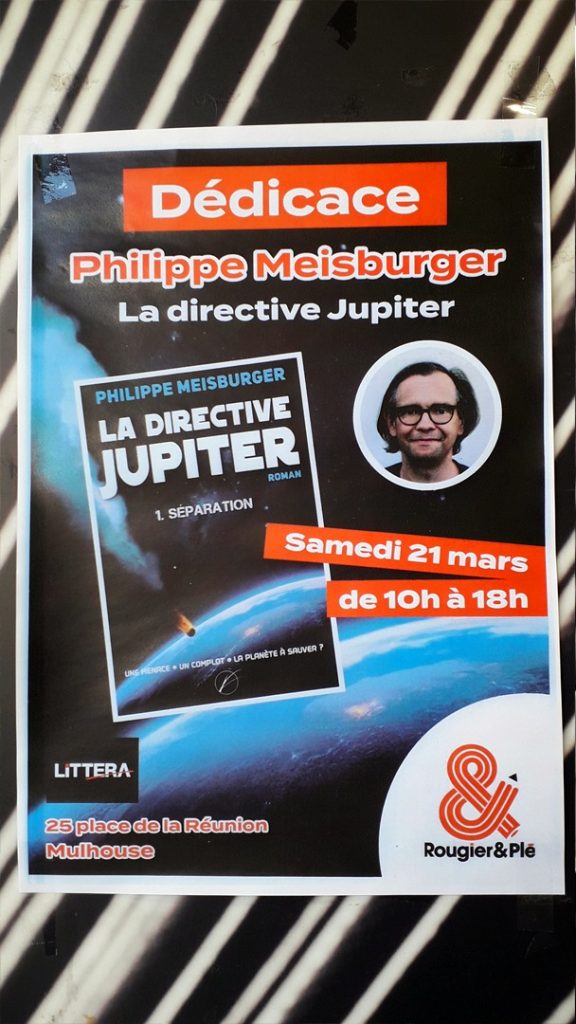 Affiche annonçant la séance de dédicace de Philippe Meisburger à librairie Littéra - Rougier & Plé (21 mars 2026)