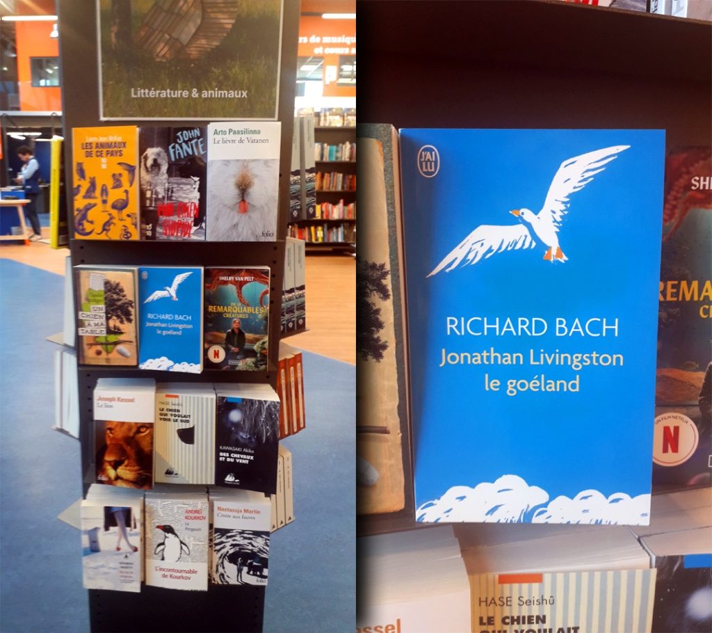 Le présentoire "Littérature et animaux" avec Jonathan Livingston le goéland de Richard Bach, au Cultura de Geispolsheim, 2 mai 2026