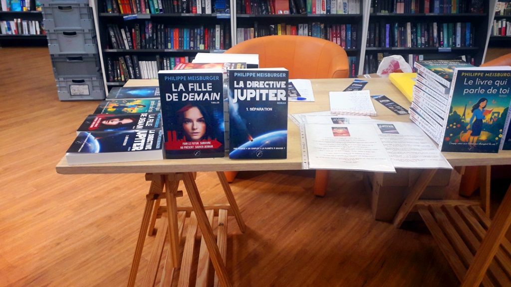 Une partie de mes romans lors de ma dédicace au Cultura de Geispolsheim, 2 mai 2026